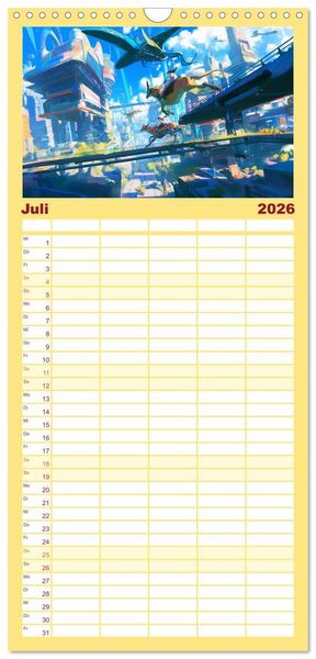 Produktbild: Familienplaner 2026 - Die Zukunft wird richtig cool mit 5 Spalten (Wandkalender, 21 x 45 cm) CALVENDO