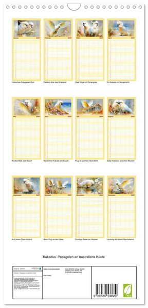 Produktbild: Familienplaner 2027 - Kakadus. Papageien an Australiens K&uuml;ste mit 5 Spalten (Wandkalender, 21 x 45 cm) CALVENDO