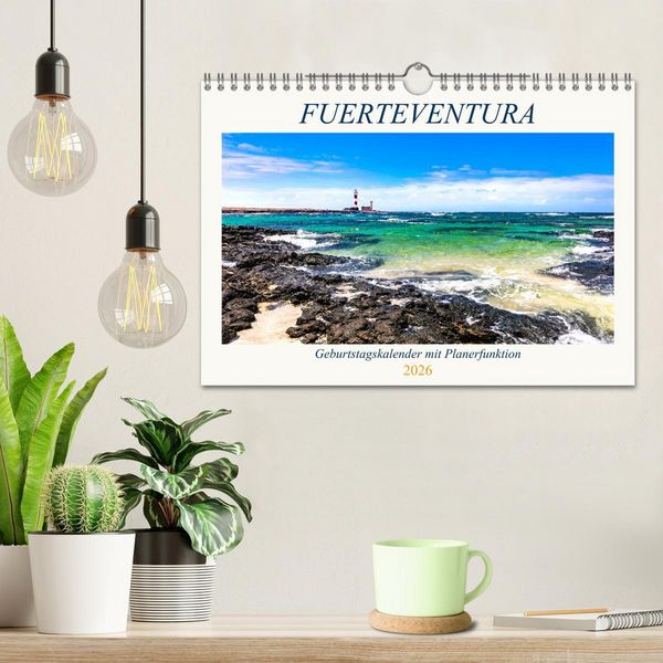 Produktbild: FUERTEVENTURA Geburtstagskalender mit Planerfunktion (Wandkalender 2026 DIN A4 quer), CALVENDO Monatskalender