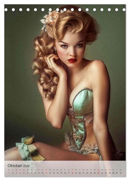 Produktbild: Retro PinUp Girls (Tischkalender 2026 DIN A5 hoch), CALVENDO Monatskalender