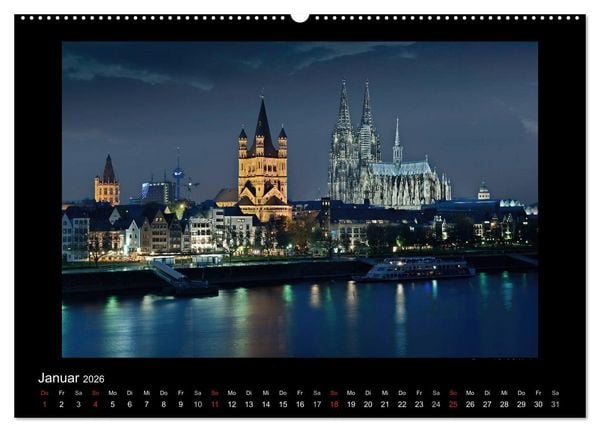Produktbild: K&ouml;ln &ndash; Nachts 2026 (hochwertiger Premium Wandkalender 2026 DIN A2 quer), Kunstdruck in Hochglanz