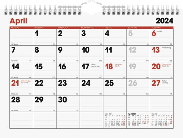 Produktbild: Brunnen Monatskalender A4quer 1S/1Monat