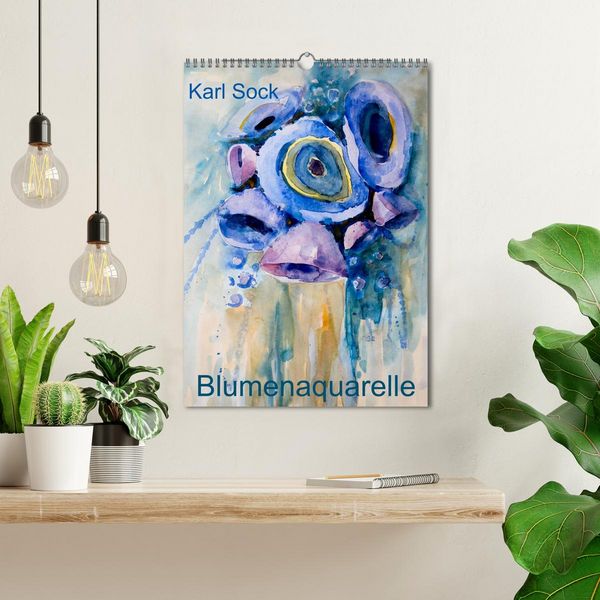 Produktbild: Karl Sock Blumenaquarelle (Wandkalender 2026 DIN A3 hoch), CALVENDO Monatskalender