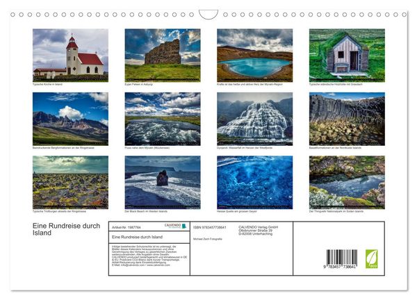 Produktbild: Eine Rundreise durch Island (Wandkalender 2026 DIN A3 quer), CALVENDO Monatskalender