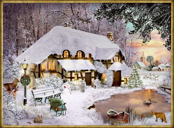 Produktbild: A4-Wand-Adventskalender &ndash; Winterliches Cottage