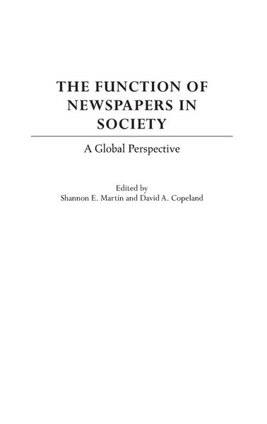 Produktbild: The Function of Newspapers in Society