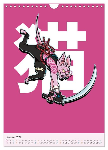 Produktbild: Animaux Samoura&iuml;s Dangereux (Calendrier mural 2026 DIN A4 horizontal), CALVENDO calendrier mensuel
