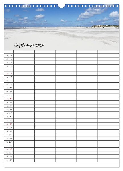 Produktbild: Urlaubsparadies Amrum / Familienplaner (Wandkalender 2026 DIN A3 hoch), CALVENDO Monatskalender