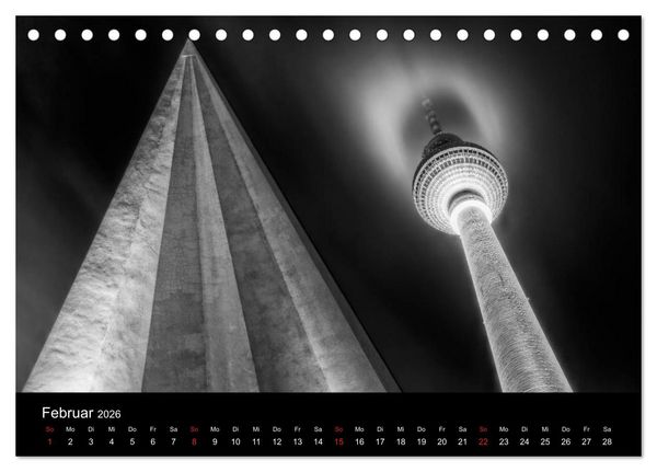 Produktbild: Berlin Monochrome (Tischkalender 2026 DIN A5 quer), CALVENDO Monatskalender