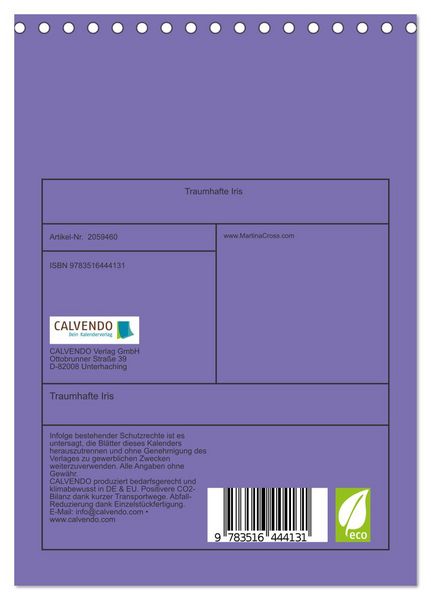 Produktbild: Traumhafte Iris (Tischkalender 2026 DIN A5 hoch), CALVENDO Monatskalender