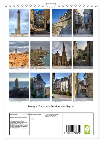 Produktbild: Bretagne. Traumhafte Gesichter einer Region (Wandkalender 2026 DIN A4 hoch), CALVENDO Monatskalender