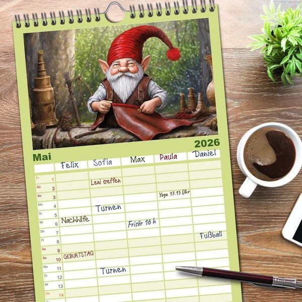 Produktbild: Familienplaner 2026 - Wichtelwelten - Ein Jahr im Verborgenen mit 5 Spalten (Wandkalender, 21 x 45 cm) CALVENDO