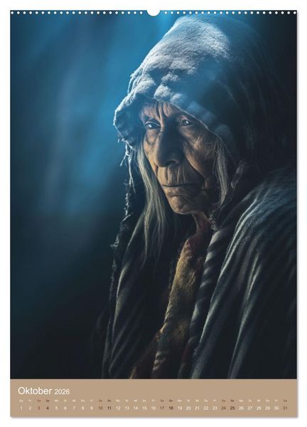 Produktbild: Schamanische Seelen: Mystische Indianerportraits (hochwertiger Premium Wandkalender 2026 DIN A2 hoch), Kunstdruck in Hochglanz