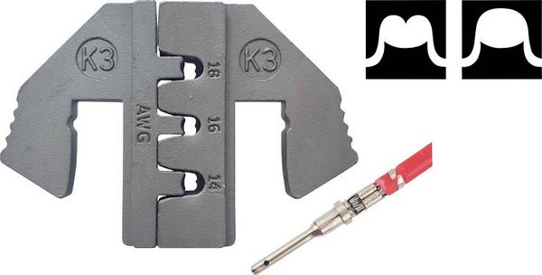 Produktbild: TOOLCRAFT PLE-0K3 Crimp-Eins&auml;tze Geeignet f&uuml;r Stecker: DEUTSCH Quetschbereich AWG: 14 bis 18 awg Passend f&uuml;r Marke (Zangen): TOOLCRAFT PZ-500