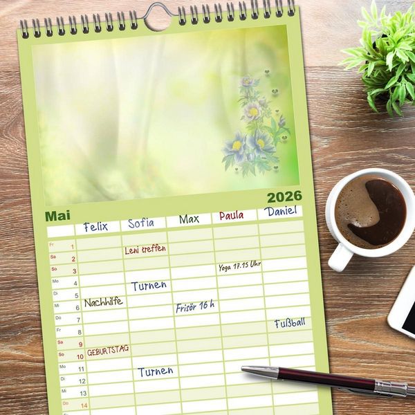 Produktbild: Familienplaner 2026 - Liebe wird im Herzen geboren mit 5 Spalten (Wandkalender, 21 x 45 cm) CALVENDO