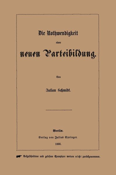 Produktbild: Die Nothwendigkeit einer neuen Parteibildung