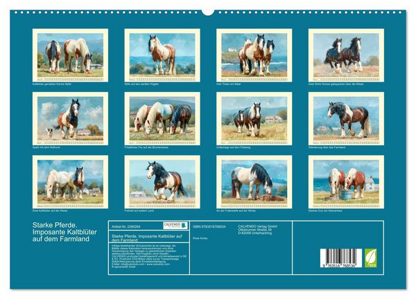 Produktbild: Starke Pferde. Imposante Kaltbl&uuml;ter auf dem Farmland (hochwertiger Premium Wandkalender 2027 DIN A2 quer), Kunstdruck in Hochglanz