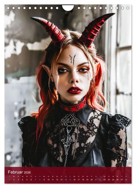 Produktbild: Teuflische Gothics - Gothic, Girls und H&ouml;rner (Wandkalender 2026 DIN A4 hoch), CALVENDO Monatskalender