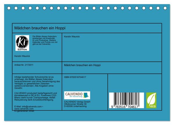 Produktbild: M&auml;dchen brauchen ein Hoppi (Tischkalender 2026 DIN A5 quer), CALVENDO Monatskalender