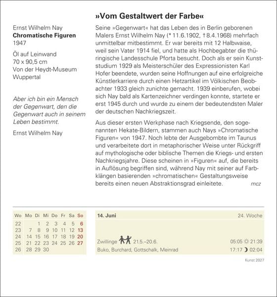 Produktbild: Kunst Tagesabrei&szlig;kalender 2027 - Kulturkalender - K&uuml;nstler, Werke, Museen