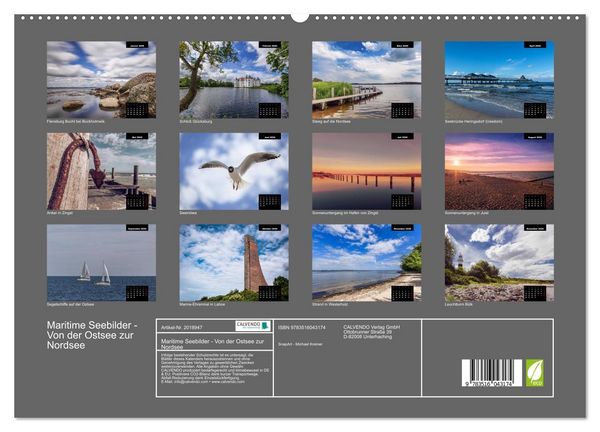 Produktbild: Maritime Seebilder - Von der Ostsee zur Nordsee (hochwertiger Premium Wandkalender 2026 DIN A2 quer), Kunstdruck in Hochglanz