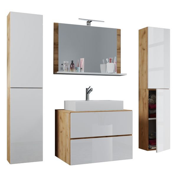 Produktbild: 5-tlg. Waschplatz Waschtisch Lendas XL Schublade