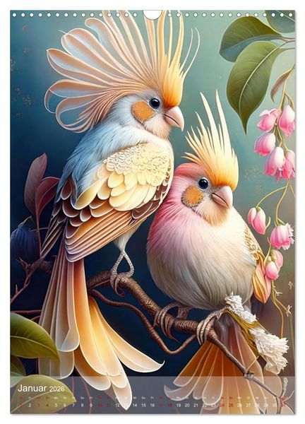 Produktbild: Exotische Harmonie - Paradiesv&ouml;gel und Blumenpracht (Wandkalender 2026 DIN A3 hoch), CALVENDO Monatskalender