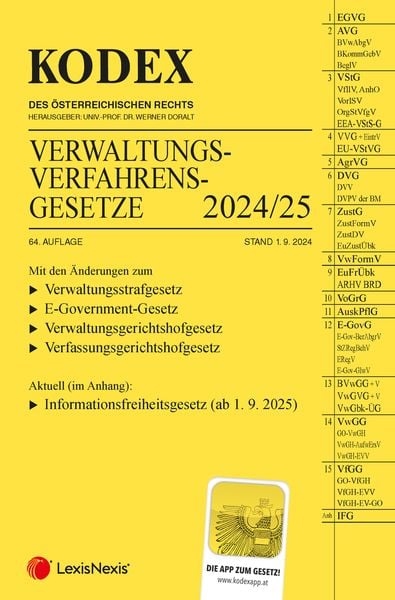 Produktbild: KODEX Verwaltungsverfahrensgesetze (AVG) 2024/25 - inkl. App