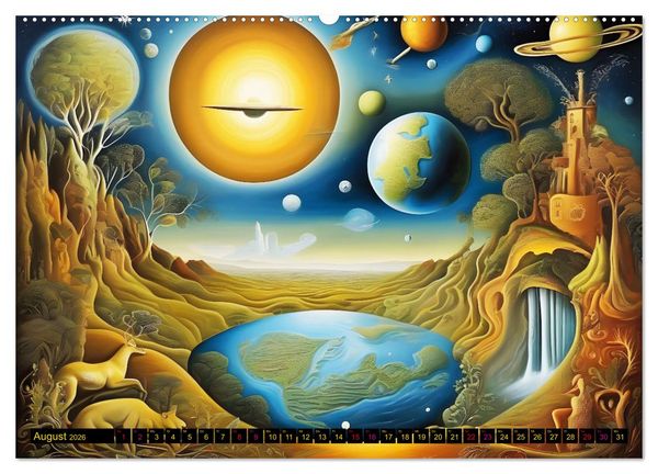 Produktbild: Erde, Sonne, Mond und Sterne Surrealistische Kunstwerke (Wandkalender 2026 DIN A2 quer), CALVENDO Monatskalender
