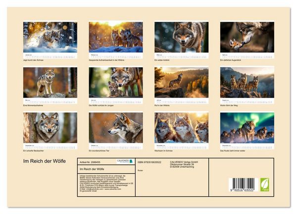 Produktbild: Im Reich der W&ouml;lfe (hochwertiger Premium Wandkalender 2026 DIN A2 quer), Kunstdruck in Hochglanz