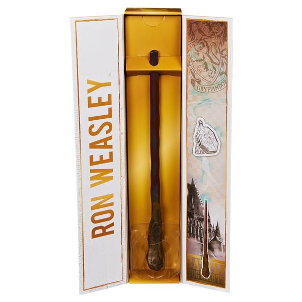 Produktbild: Wizarding World Harry Potter - Authentischer Ron Weasley Zauberstab aus Kunststoff mit Hogwarts-Halterung