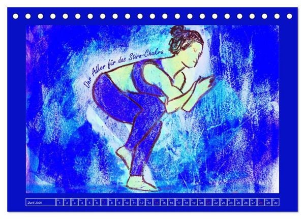 Produktbild: Farbige Yoga Kraftwelt - Yoga Asanas f&uuml;r die Chakren (Tischkalender 2026 DIN A5 quer), CALVENDO Monatskalender