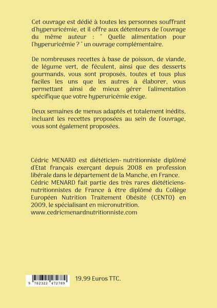Produktbild: Mes recettes faciles pour l'hyperuric&eacute;mie.