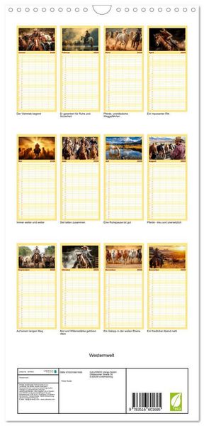 Produktbild: Familienplaner 2026 - Westernwelt mit 5 Spalten (Wandkalender, 21 x 45 cm) CALVENDO