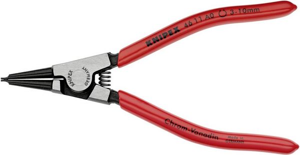 Produktbild: Knipex 46 11 A0 Seegeringzange Passend f&uuml;r (Seegeringzangen) Au&szlig;enringe 3-10 mm Spitzenform (Details) gerade