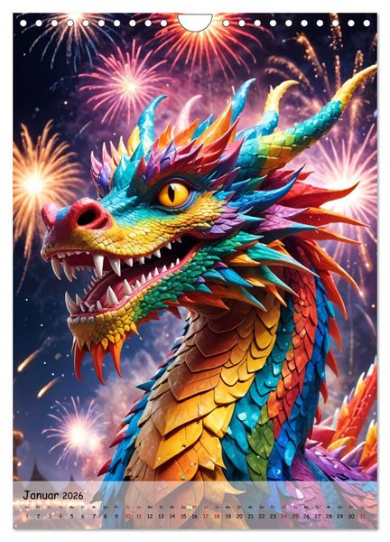 Produktbild: Drachenwelten &ndash; Ein Jahr voller Mystik und Magie (Wandkalender 2026 DIN A4 hoch), CALVENDO Monatskalender