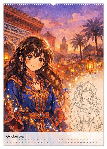 Produktbild: Anime Weltreise (hochwertiger Premium Wandkalender 2027 DIN A2 hoch), Kunstdruck in Hochglanz