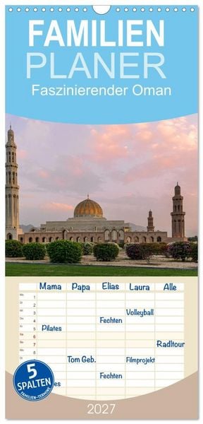 Produktbild: Familienplaner 2027 - Faszinierender Oman mit 5 Spalten (Wandkalender, 21 x 45 cm) CALVENDO