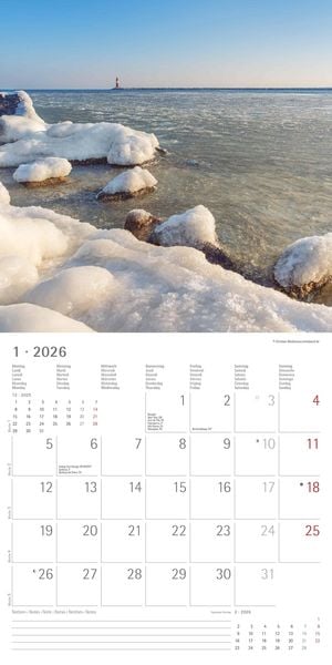 Produktbild: Seeblick 2026 - Broschürenkalender 30x30 cm (30x60 geöffnet) - Kalender mit Platz für Notizen - Sea View - Bildkalender - Wandplaner - Wandkalender