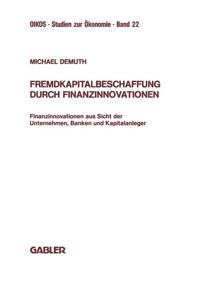 Produktbild: Fremdkapitalbeschaffung durch Finanzinnovationen