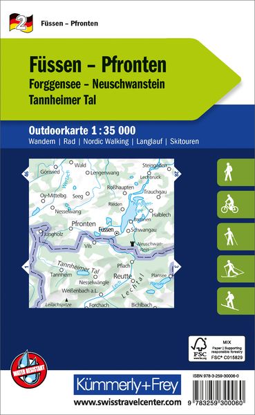 Produktbild: K&uuml;mmerly+Frey Outdoorkarte Deutschland 2 F&uuml;ssen, Pfronten 1:35.000