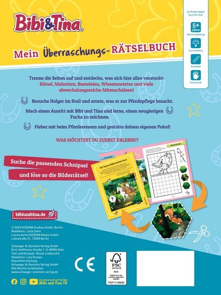 Produktbild: Bibi & Tina Mein &Uuml;berraschungs-R&auml;tselbuch I Ab 5 Jahren