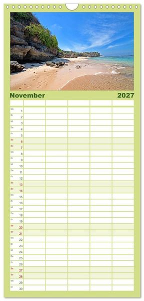 Produktbild: Familienplaner 2027 - Bali - Insel der G&ouml;tter mit 5 Spalten (Wandkalender, 21 x 45 cm) CALVENDO