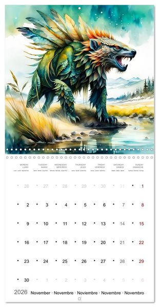Produktbild: Cr&eacute;atures enchant&eacute;es (Calendrier mural carr&eacute; 2026 30x30 cm) Calendrier double avec une page pour vos prises de notes