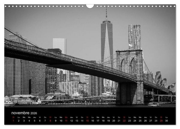 Produktbild: New York en noir et blanc (Calendrier mural 2026 DIN A3 vertical), CALVENDO calendrier mensuel