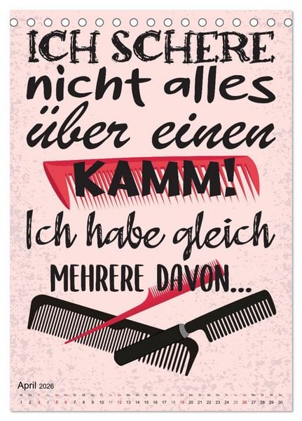 Produktbild: Haarige Friseurspr&uuml;che (Tischkalender 2026 DIN A5 hoch), CALVENDO Monatskalender