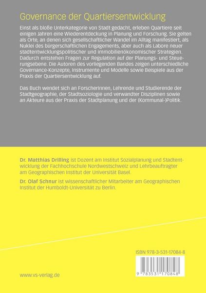 Produktbild: Governance der Quartiersentwicklung