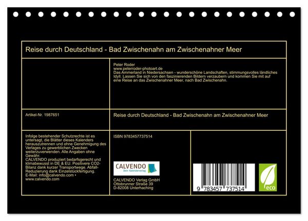 Produktbild: Reise durch Deutschland - Bad Zwischenahn am Zwischenahner Meer (Tischkalender 2026 DIN A5 quer), CALVENDO Monatskalender