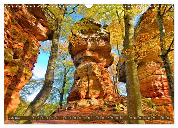 Produktbild: Der Altschlossfelsen - Gr&ouml;&szlig;te Felsformation der Pfalz im herbstlichen Farbspiel (Wandkalender 2026 DIN A3 quer), CALVENDO Monatskalender