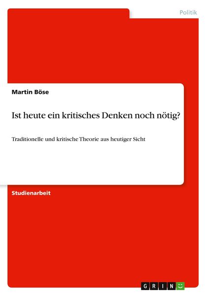Produktbild: Ist heute ein kritisches Denken noch n&ouml;tig?